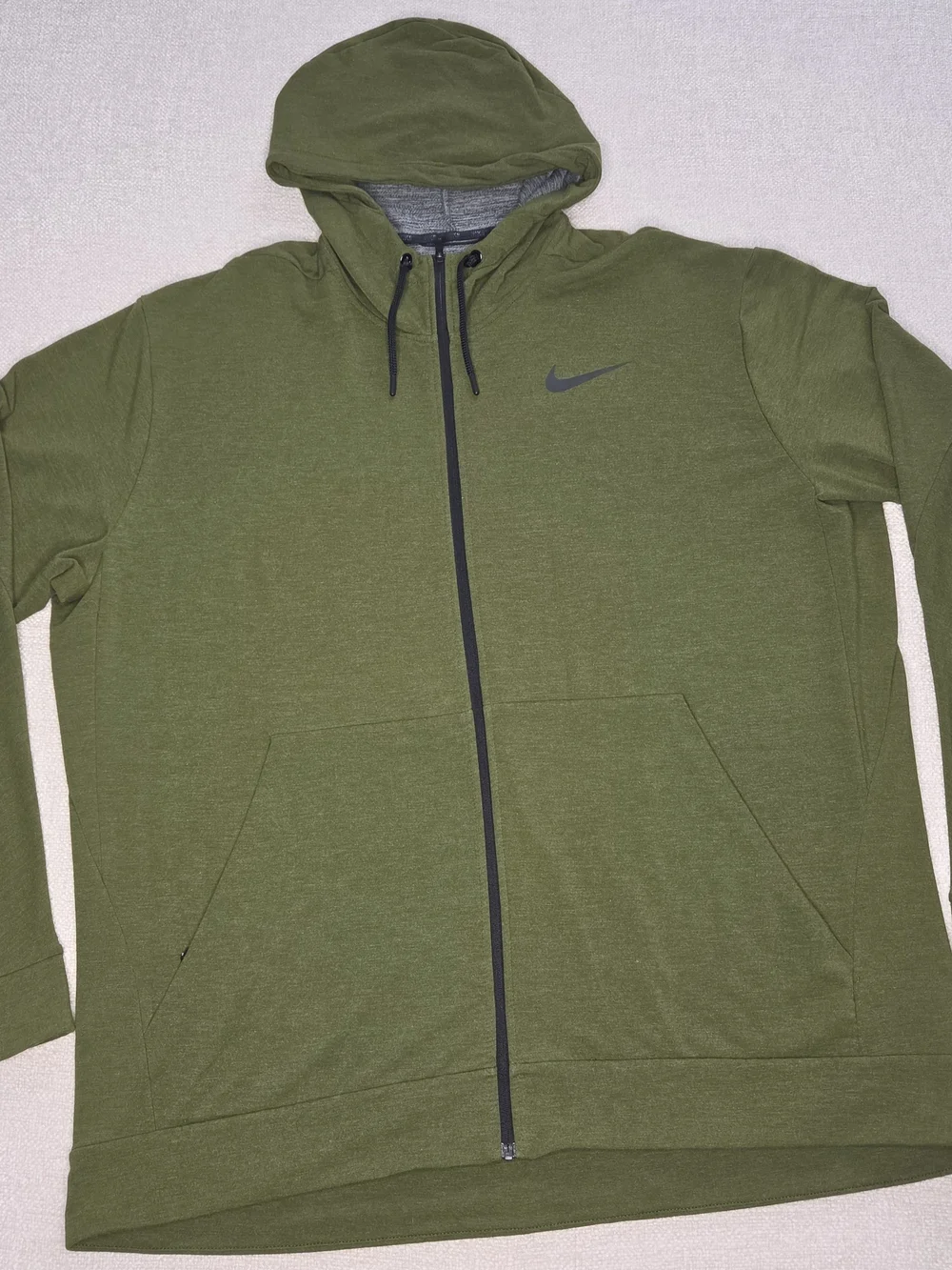Nike Dri-FIT Full Zip Hoodie Mens 2XL Olive Green Athletic Performance Jacket